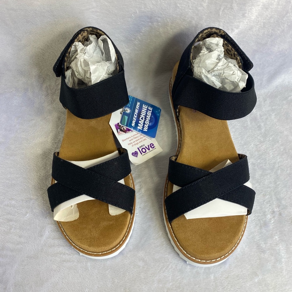 Skechers Women's Bobs Desert Kiss Secret Picnic Strappy Sandals Black Sz 8.5 NWT - Picture 3 of 11